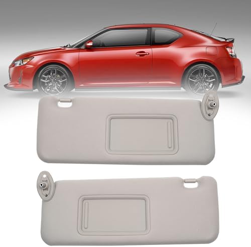 Left Driver Side Gray Sun Visor For 2005-2010 Toyota Scion TC (With Mirror) - Dasbecan Brand