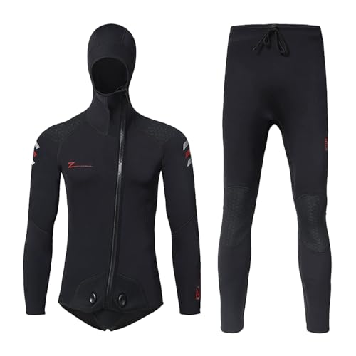 TOVCHEI 3Mm Wetsuit Hooded Top Pants Warm Anti Jellyfish Split Diving Suit Sunscreen Anti-UV for Surfing Snorkeling Sailing,Black,M