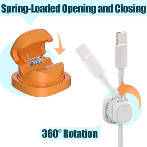 6PCS Swivel Cable Clips, Rotating Cord Organizer 7mm Hole para Phone USB Wire, Organizador de Cables Rotativo para Escritorio miniatura 2