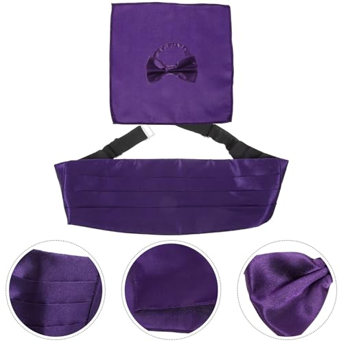 Set de Cummerbund, Corbata y Pañuelo Morado miniatura 3