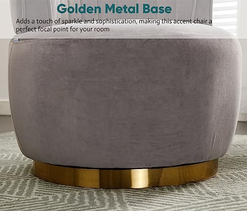 Sillón giratorio redondo terciopelo gris miniatura 4