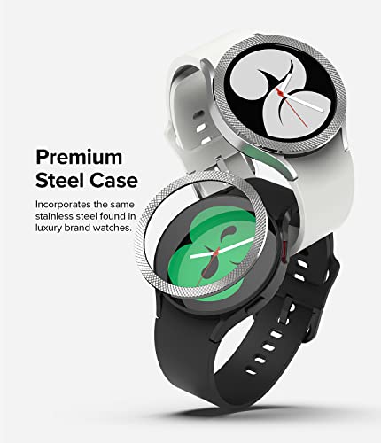 Image of Ringke Bezel Styling Compatible with Samsung Galaxy Watch 4 40mm / Galaxy Watch FE Accessory Adhesive Frame Ring Cover Anti Scratch [Stainless Steel] Protection - Silver [40-40]