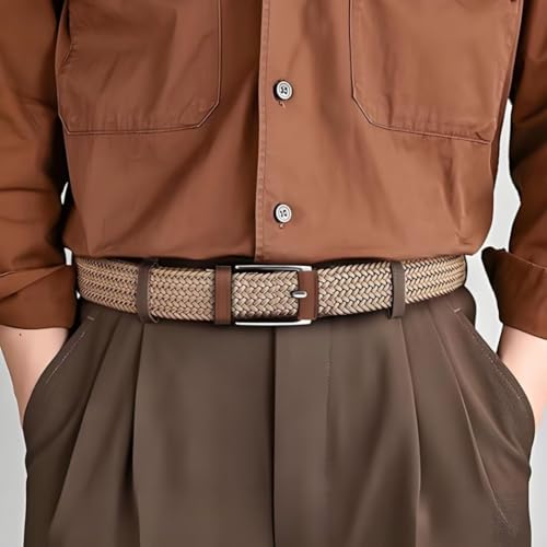Casual Stretch Belts for Men, Adjustable Braided Mens Elastic Belt, Ideal Gifts for Golf, Dress, Work3