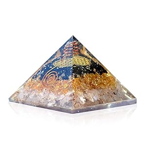 Orgonite Crystal Orgone Pyramid for Triple Health Protection with Black Tourmaline, Citrine and Rose Quartz – Positive Energy Generator for Healing, Wealth and Prosperity
