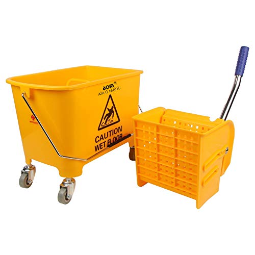 AIR O MATIC Mop Bucket Wringer Trolley 20 Ltr. (Yellow)