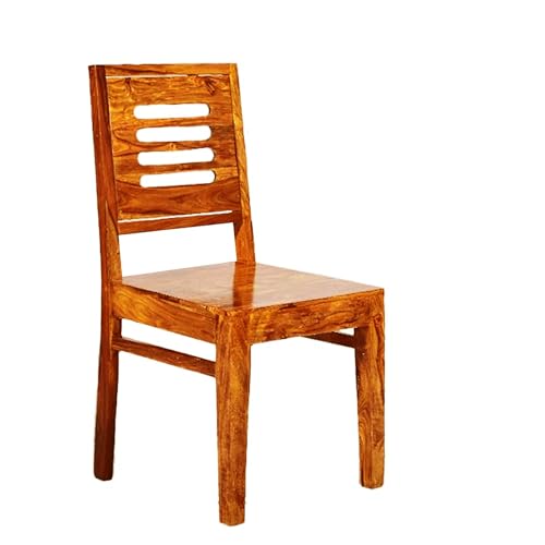 Image of Sheesham Wood Dining Chairs Set of 2 Wooden Multipurpose Seating Chair for Dining Room Home (Maple Finish)