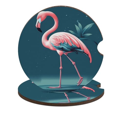 Portavasos de coche de madera con patrones de animales 2.6" 2-pack miniatura 1