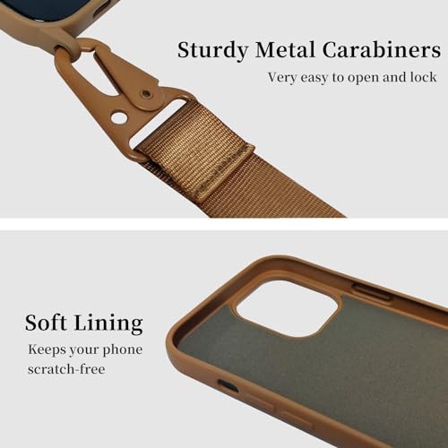 Image of Compatible with iPhone 13 Pro Case with Strap, Crossbody iPhone Case with Lanyard Adjustable Shockproof Drop Protection Silicone Phone Cover for iPhone 13 Pro 6.1'' Brown