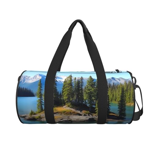 Spirit Island in Lake Duffle Bag for Women Men Personal Item Travel Bags Canvas Weekender Overnight Bag Lightweight Sports Tote Gym Bag Carry On Luggage Bag2
