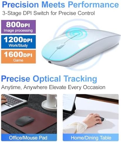 Miniatura 5 de Anycool Ratón inalámbrico, 2.4 GHz con mini receptor USB, mouse, mouse de computadora para portátilPCcomputadoraportátil, seguimiento óptico de