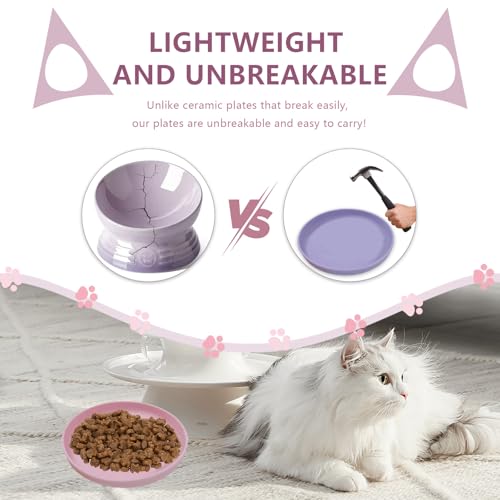 KATLKIU Katzennapf flach, 2er Set Silikon Futternapf Katze mit 2 Katzenfutter Löffel Schieben, rutschfest & leicht zu reinigen Fressnapf Katze, Silikon Katzennapf flach