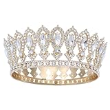 Corona Regina,Diadema Vintage da Tiara Principessa,Corona di Cristallo Nuziale–per Compleanni,Cosplay e Decorazioni,Tiara Sposa (Oro + Bianco)