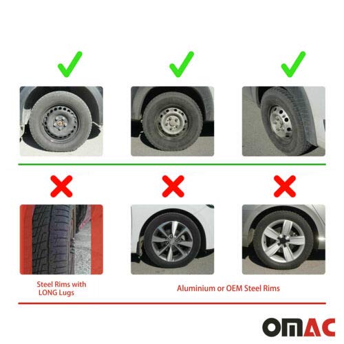 Omac 15 Inch Hubcaps For Nissan Black Matt And Orange 4 Pcs. Wheel Rims Cover - Hub Caps - Car Tire Exterior Replacement #TOP4