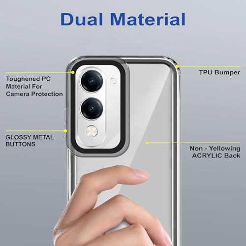 Image of amazon basics Back Case Cover for Vivo Y19 5G | Compatible for Vivo Y19 5G Back Cover | Case Cover with Camera Protection | (TPU + PC | Translucent Black)