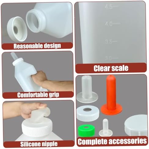 2PCS 3L Calf Bottle 5x17 Inch, Long Silicone Nipple Milk Feeder with Ergonomic Handle, Leakproof Design for Calves, Goats, and Lambs - 2