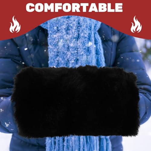 Orejeras de mano y calentador de felpa negra para invierno de mujer 5