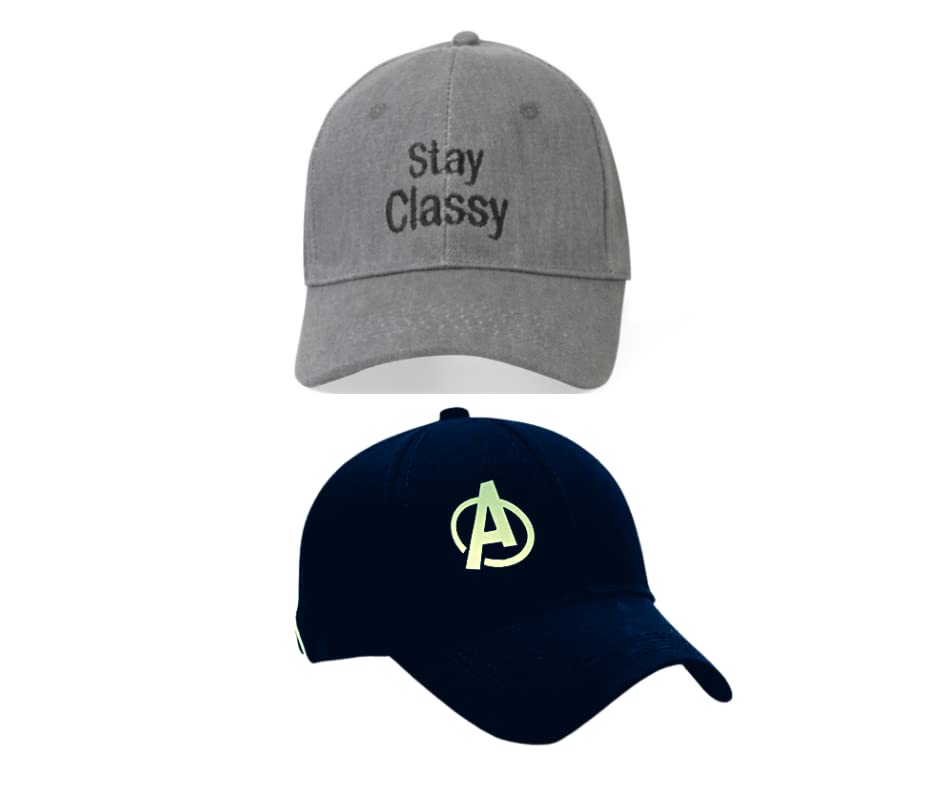 Combo Caps Pack of 2 Stylish Baseball Cap for Men and Women Cotton Jeans or Mr. A Black Cap Quick Drying Adjustable Buckle Unisex Mens Caps Men