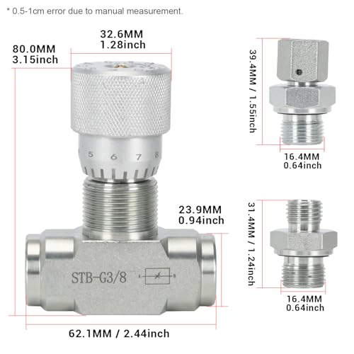 Image of STB-G3 /8 3 /8 inch L08 Hydraulic Flow Control Valve Compatible with 1-2 Ton Mini Excavator, Bidirectional Restrictor Valve with Two-Sided Connectors