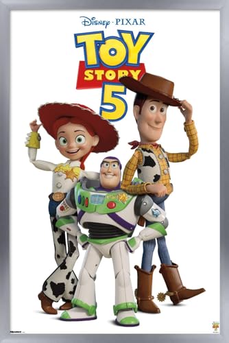 Trends International Disney Toy Story 5 (2026) - The Big Three Feature Series Wall Poster, 22.4L x 14.7W, Silver Framed Version