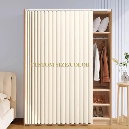 Genérico Cortina Corrediza para Armario, Cortina A Medida Opaca de Lino Sintético con Riel Deslizante, Resistente A Las Manchas No Requiere Perforación para Estanterías/Armarios Abiertos