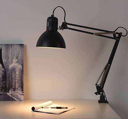 Ikea Tertial Work Lamp 32" Adjustable Multi-Joint Spring Swing Arm Clamp Clip On Led Bulb Included (Black) #TOP1