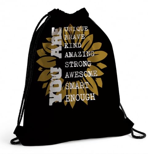 GXJGWSQ Drawstring Bag for Women Men, Motivational Quote Bag - You Are Unique, Lightweight Drawstring Sports Backpack, Quick-drying and Moisture-proof Bags for Gym, Sports, Travel, Daily Use 127