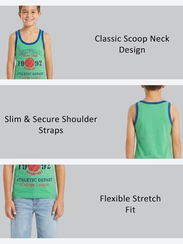 Image of Kids Boy's Regular Fit Vest| 100% Cotton| Skin Friendly | Lightweight | Sleeveless Design | Pack Of 3 (Color & Print May Vary)