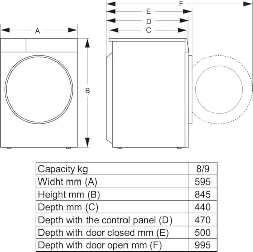 Hisense WF5I9043BWFS machine à laver chargement frontal 9 kg 1310 trmin - vue 4