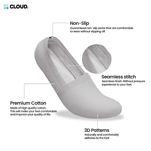 Image of Cloud No Show Socks Non Slip Loafer Sneaker Flats Boat Shoe Invisible Low Cut Liner Cotton Socks For Men and Women