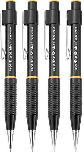 Pilot The Shaker Mechanical Pencil, 0.5mm HB Lead, Black Barrel, 4-PACK(50026)