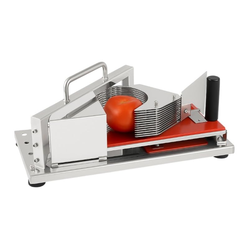 Trancheuse à tomates inox professionnelle – 11 lames – tranches 5,5 mm – stabilité ventouses – ouverture 80 mm