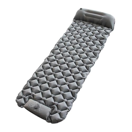 Lawnoval Colchoneta inflable ultraligera con almohada para acampar, 75 x 23 x 23 pulgadas, 2 pulgadas de grosor, azul pavo real, gris claro