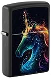 Zippo Lighter: Colorful Unicorn, Blacklight - Black Matte 81672