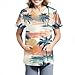 Hawaiian Scrub Tops for Women Print Medical Proffesional Working Uniform Plus Size V Neck Stretch Nursing T Shirts Saffron Medium