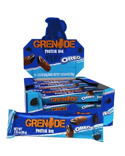 Grenade OREO Milk Chocolate High Protein Bar, 20g Protein and 1 g Sugar per Snack Bar, 12 Count, 2.1 oz Bars