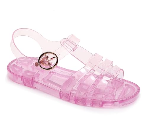 Image of Toddler Sandals Jelly Shoes Girls Unisex Boy Flat Retro Slides Clear Kids Water Slippers Slingback Summer Beach Size 8 Adjustable Buckle Glitter Dress Soft