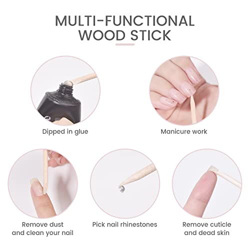 Rolabling 5 Pcs Nail Art Orange Wood Sticks Cuticle Pusher Remover Manicure Pedicure Nail Care Tool Non-Toxic,Skin-Safe Won't Break Easily #TOP5