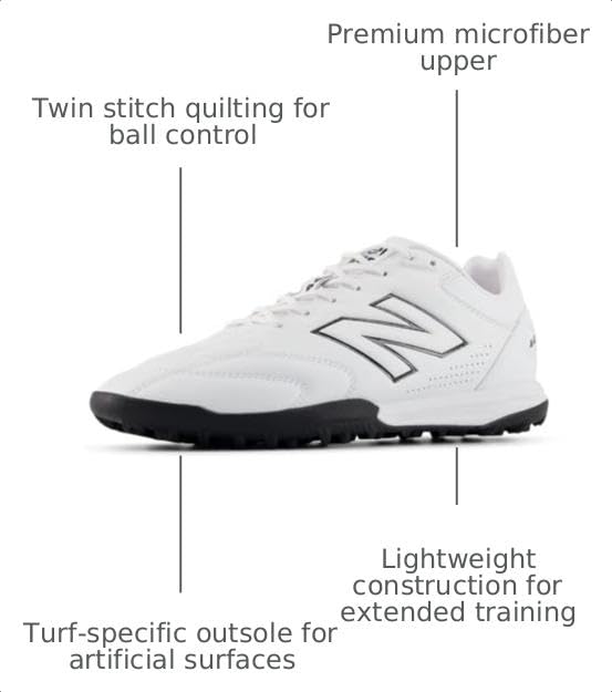 New Balance Unisex-Adult 442 PRO TF V3 Soccer Shoe, Nb 103 White/Black 100, Men 12 / Women 13.5 by New Balance - Used condition - Image 2