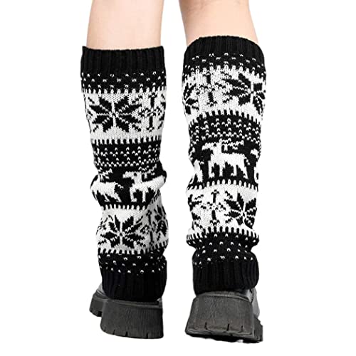 Image of Snowflake Knitted Socks Boot Cuffs Socks Knit Leg Warmers Winter Leg Warmers Boot Cuffs Stocking for Women and Girls