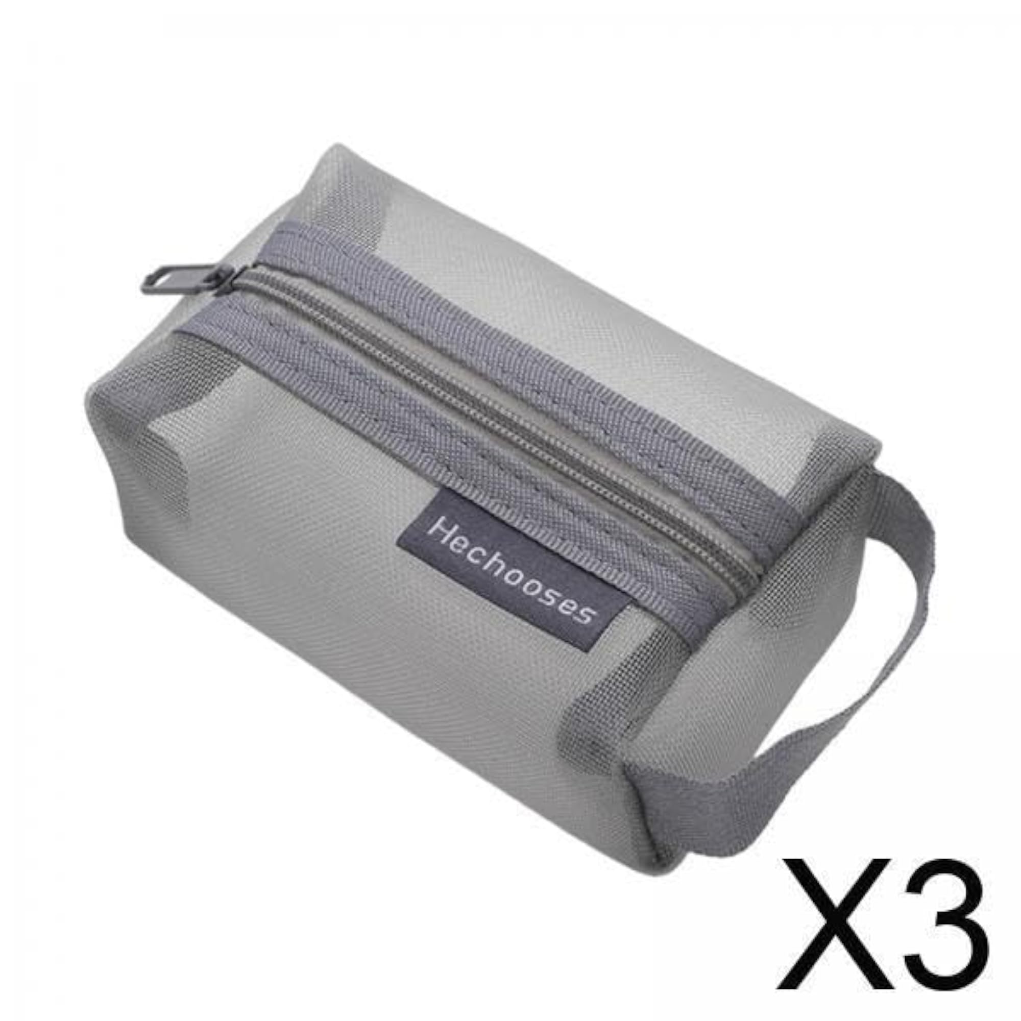 Portable 3pc Nylon Mesh Zipper Pouch Cosmetic Organizer