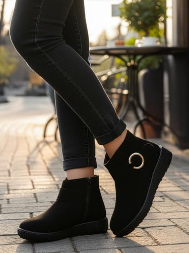 Image of ELLE Women's Buckle Accent Wedge Sole Ankle Bootie
