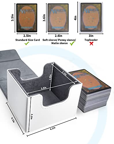 Zlca Card Deck Box With 2 Dividers For Mtg Cards, Large Horizontal Card Storage Box Fits 150+ Single Sleeved Cards, Pu Leather Commander Deck Box For Tcg Ccg (White) #TOP2