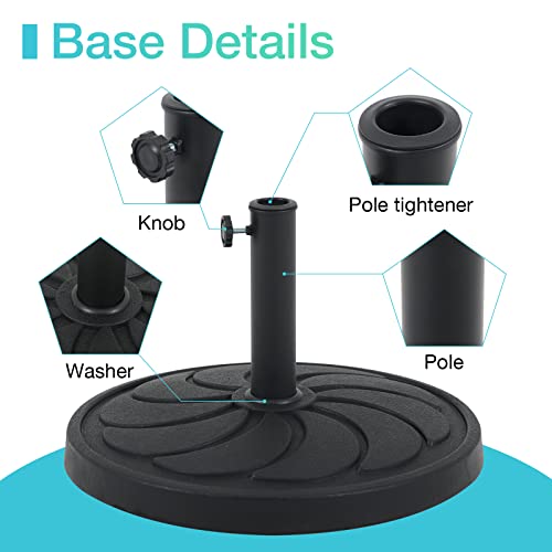 COBANA Patio Umbrella Base, 40lbs Outdoor Heavy Duty Resin Umbrella Stand for Garden, Backyard, Porch, Balcony, Black