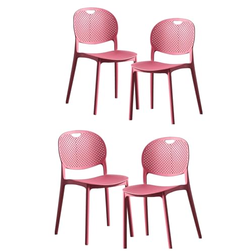 Image of Dream Furnishing - Set of 4 Stackable Dinning Chairs for Home Cafe Office Hotel for Indoor and Outdoor Patio (Pink)