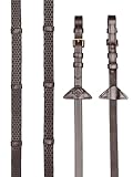 LeMieux Soft Rubber Reins with Stoppers - Havana/Brass - Full