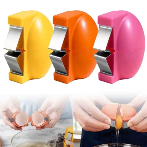 3Pcs Egg Shell Opener, 2026 New Multifunctional Egg Shell Separator Egg Cracker Tool for Raw Eggs, Hard Boiled Egg Peeler, Stainless Steel Eggshell Breaker Egg Shell Cutter Kitchen Gadgets