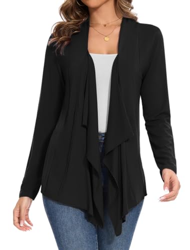 Image of Women's Casual Flowy Draped Open Front Cardigans Soft Cover Up Shrug