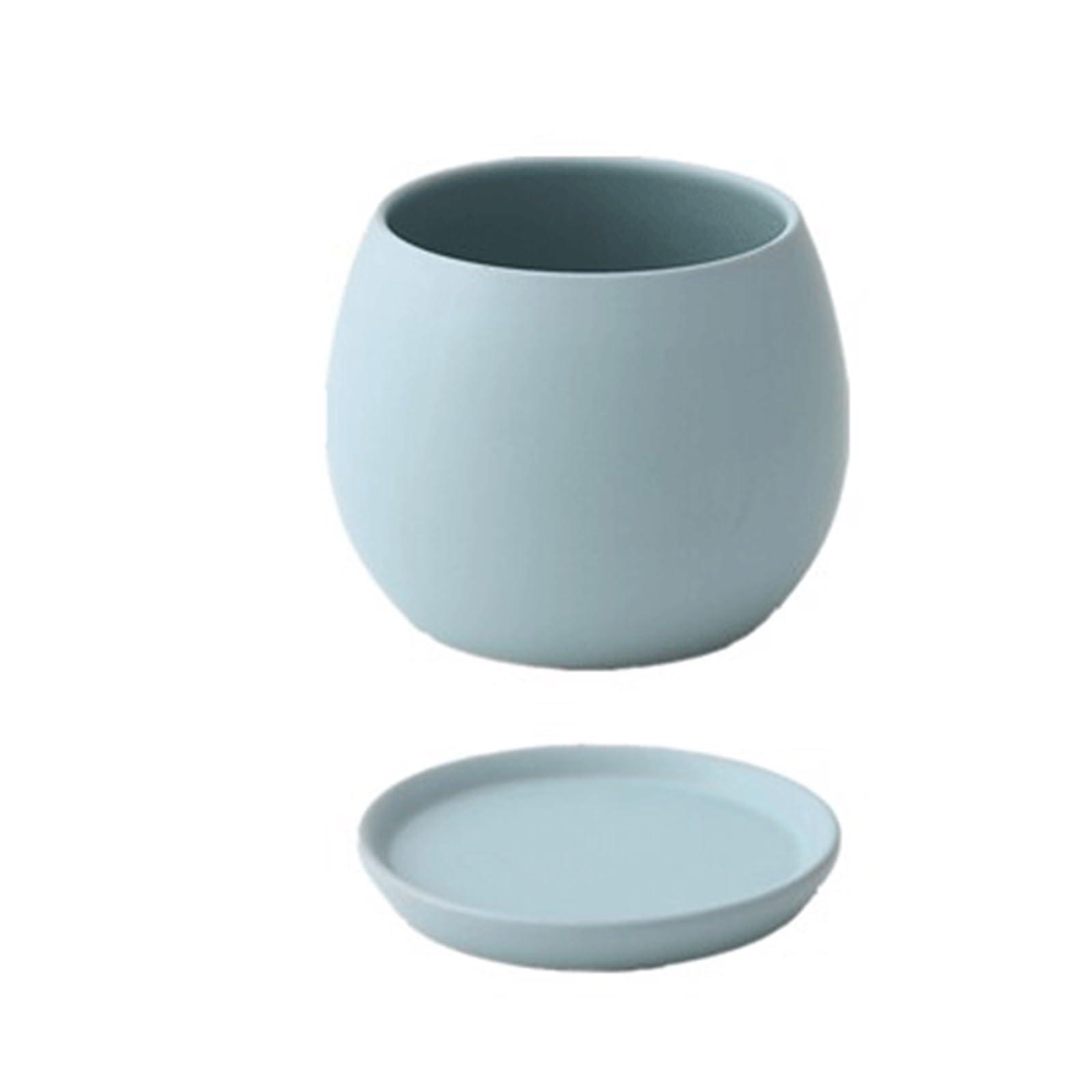 Cenz-888 flowerpot Ceramic Flower Pot With Saucer, Colors, Minimalist Round Design, Matte Finish Pots for Plants(Blue,Large)