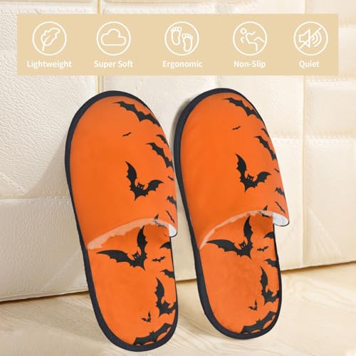 Halloween Bats Print Women Slippers Home Furry Shoes Keep Men Couples Shoes Warm For Women-3