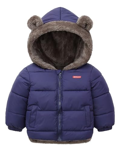 Baby Winter Fleece Mantel Kinder Jungen Jacke Outwear Mädchen Gepolstert Kleidung Blau 1-2 Jahre